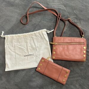 Hammitt Rose Crossbody Bag and Wallet with Gold Accents